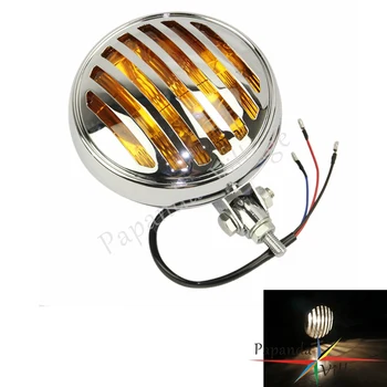 Papanda Motorcycle Chrome Amber Lens Round 5.75" Vintage Grill Headlamp Retro Head Light for Harley Bobber Cafe Racer Custom
Papanda Motorcycle Chrome Amber Lens Round 5.75" Vintage Grill Headlamp Retro Head Light for Harley Bobber Cafe Racer Custom