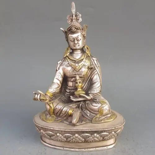 

Vintage Tibet Silver Copper Gilt Tibetan Buddhism Statue --- Green Tara Buddha