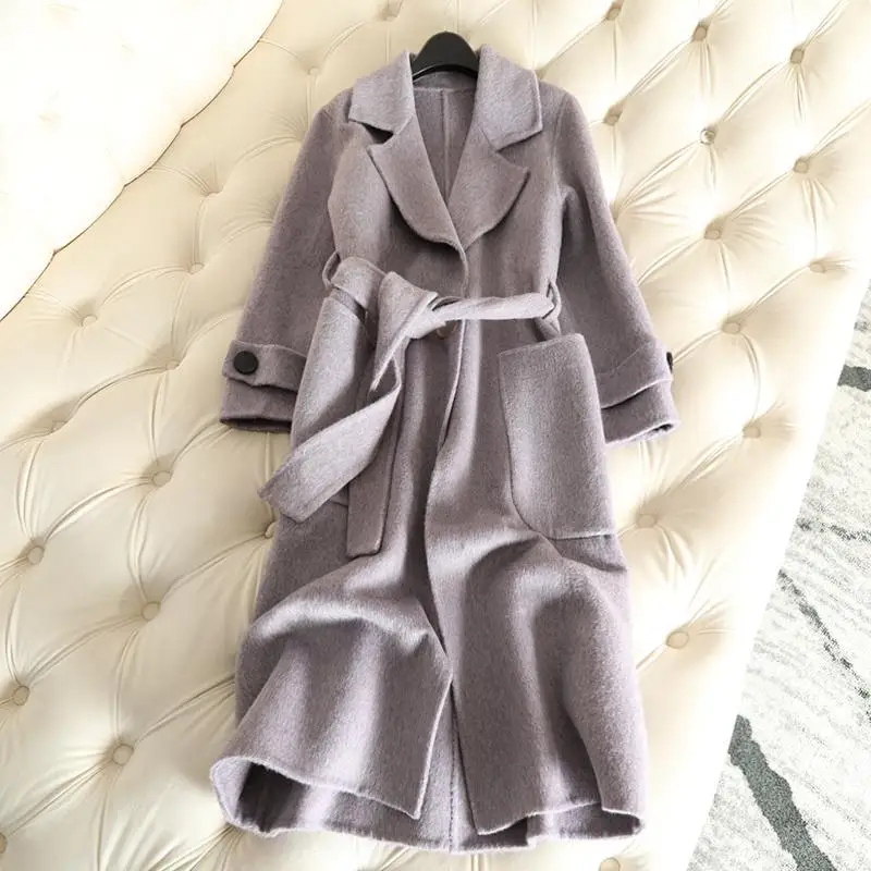 100% Cashmere 2018 Autumn New Long Cashmere Coat Alpaca And Sheep Women's Wool Coat Violet Slim Female Overcoat Solid Belt Coats
100% Cashmere 2018 Autumn New Long Cashmere Coat Alpaca And Sheep Women's Wool Coat Violet Slim Female Overcoat Solid Belt Coats