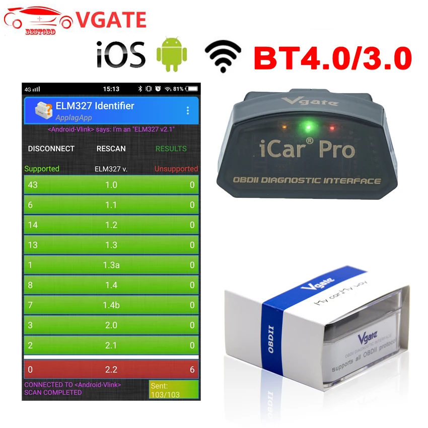 ELM327 V2.1 WIFI / Bluetooth 4.0 OBD OBD2 Auto Diagnostic Code Reader Tool for IOS Android iCar Pro Mini ELM 327 v2.1 SAE J1850
ELM327 V2.1 WIFI / Bluetooth 4.0 OBD OBD2 Auto Diagnostic Code Reader Tool for IOS Android iCar Pro Mini ELM 327 v2.1 SAE J1850