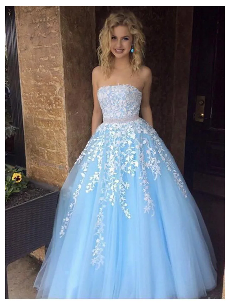 Женское платье с оборками Quinceanera роскошное небесно-голубого цвета кружевами 16