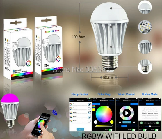 WIFI led bulb 7.5W RGB+White dimmablelamp smart home for IOS&Android iPhone Ipad control led magic bulb smart lamp
WIFI led bulb 7.5W RGB+White dimmablelamp smart home for IOS&Android iPhone Ipad control led magic bulb smart lamp