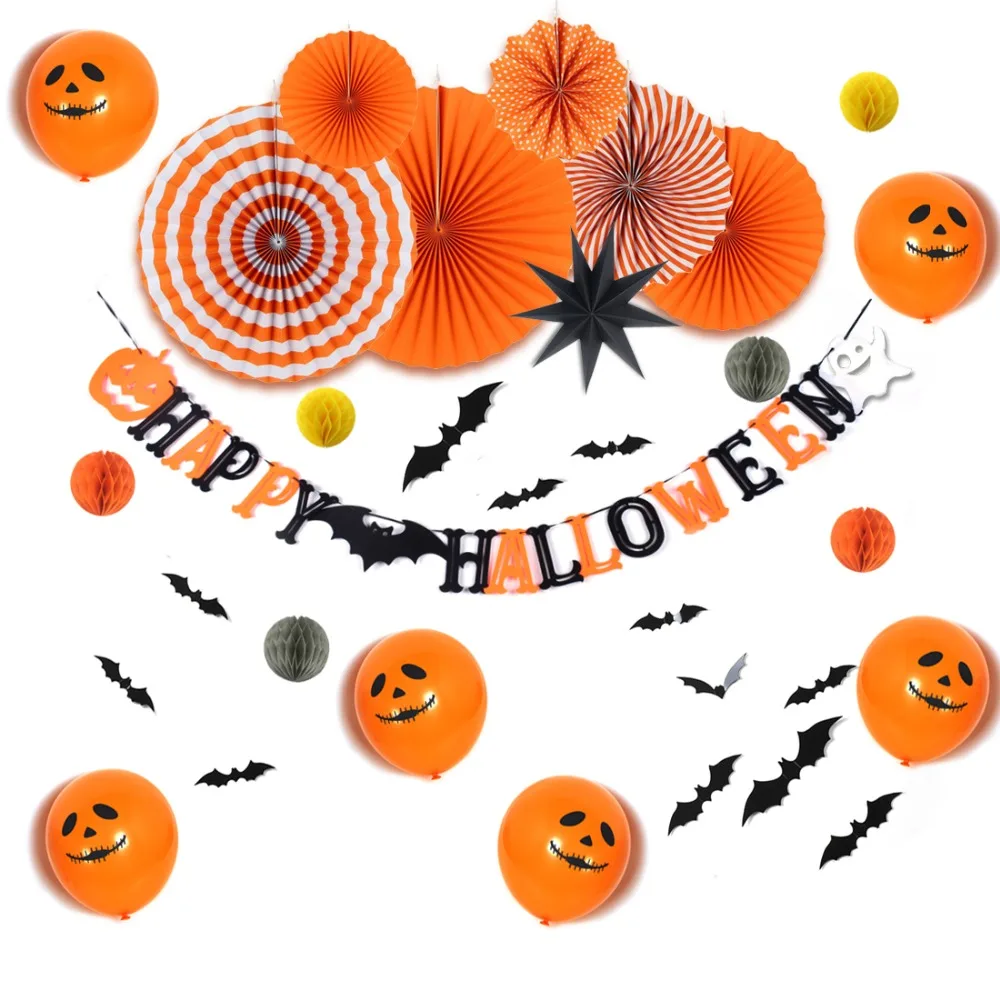 Halloween Party Decorations Set Happy Banner Face Balloons Paper Fans Funny Black Orange Trick or Treat Decor New
Halloween Party Decorations Set Happy Banner Face Balloons Paper Fans Funny Black Orange Trick or Treat Decor New