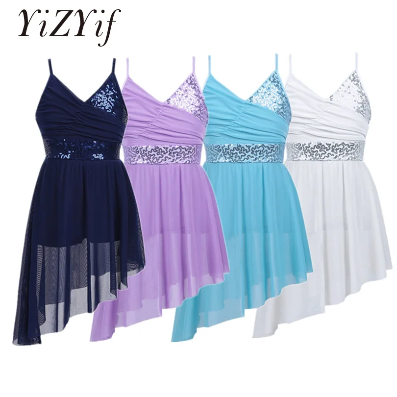 YiZYiF Kids Girls Ballet Latin Dance Dress Sequined Modern Dance Spaghetti Shoulder Straps V-Neck Irregular Hem Lyrical Dress
YiZYiF Kids Girls Ballet Latin Dance Dress Sequined Modern Dance Spaghetti Shoulder Straps V-Neck Irregular Hem Lyrical Dress