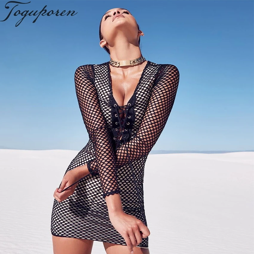 Lace Up Sexy Summer Dress Women Fishnet See Through Hollow Out V-Neck Sheath Women Bodycon Beach Party Club Dress Casual Vestido
Lace Up Sexy Summer Dress Women Fishnet See Through Hollow Out V-Neck Sheath Women Bodycon Beach Party Club Dress Casual Vestido