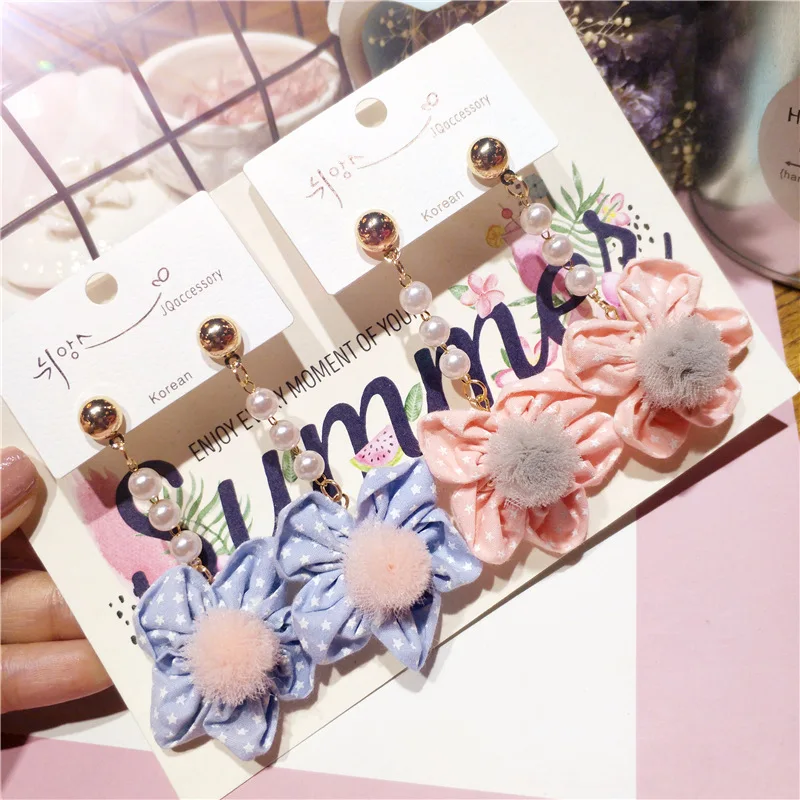 

Korea Handmade Cute Imitation Pearl Lace Flower Women Drop Earring Fashion Jewelry Accessories-JQD5