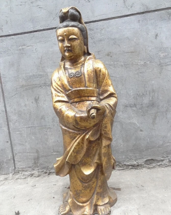 fast shipping USPS to USA S1714 32" Chinese Bronze Gilt Buddhist Stand Kwan-Yin QuanYin Buddha Statue Sculpture
fast shipping USPS to USA S1714 32" Chinese Bronze Gilt Buddhist Stand Kwan-Yin QuanYin Buddha Statue Sculpture