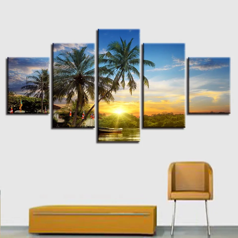 Wall Art Picture HD Print 5 Pieces Palm Tree And Ship Sunset Sunshine Natural Scenery Canvas Paintings Modular Decor Living Room
Wall Art Picture HD Print 5 Pieces Palm Tree And Ship Sunset Sunshine Natural Scenery Canvas Paintings Modular Decor Living Room