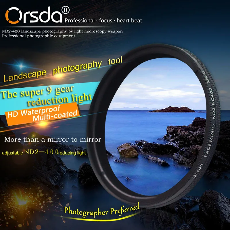 Orsda 37mm 46mm 49mm 52mm 55mm 58mm 62mm 67mm 77mm 72mm 82mm 86mm ND2-400 Filter For Sony Pentax Nikon Canon EOS 650d 5d2 5d D80
Orsda 37mm 46mm 49mm 52mm 55mm 58mm 62mm 67mm 77mm 72mm 82mm 86mm ND2-400 Filter For Sony Pentax Nikon Canon EOS 650d 5d2 5d D80