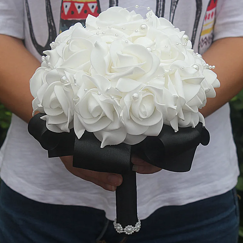 Недорогой Свадебный пенопластовый цветочный букет из роз невесты подружки