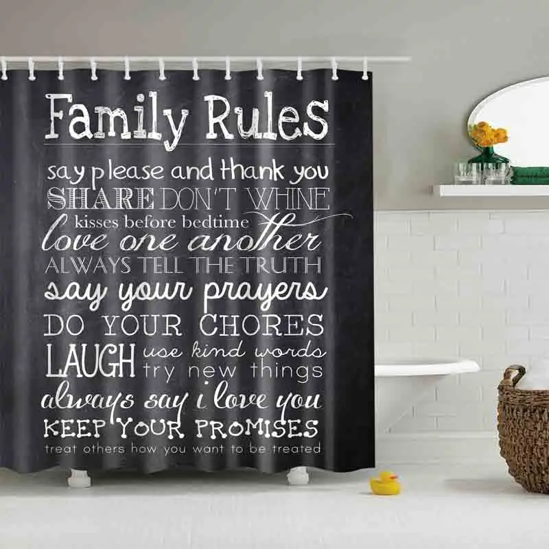 Vintage Family Rules blackboard Letter Shower Curtains Custom Design Shower Curtain Bathroom Waterproof Polyester Fabric
Vintage Family Rules blackboard Letter Shower Curtains Custom Design Shower Curtain Bathroom Waterproof Polyester Fabric