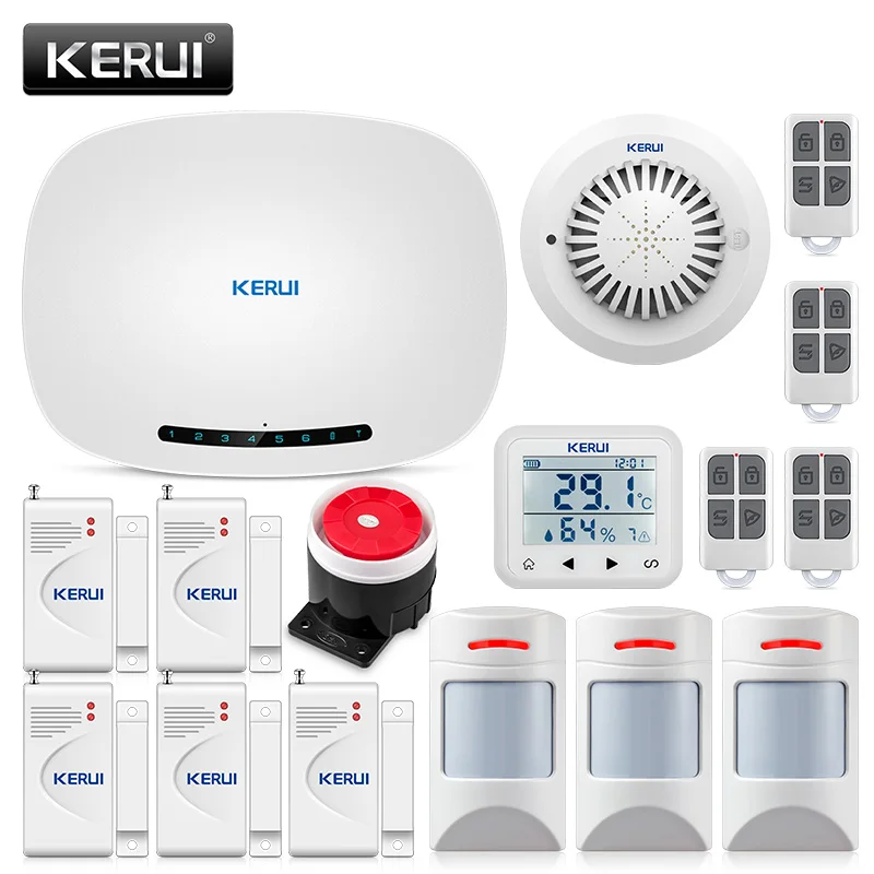 KERUI W19 Auto-dialer IOS/Android APP Control SMS Burglar Alarme Maison Sans Fil Francais Wireless Home Security GSM Alarm Suits
KERUI W19 Auto-dialer IOS/Android APP Control SMS Burglar Alarme Maison Sans Fil Francais Wireless Home Security GSM Alarm Suits