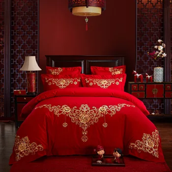 New 100% Cotton Gold Embroidery Luxury wedding 4/6/9pcs Bedding set King Queen size Bed set Duvet cover Bedsheet Pillowcases
New 100% Cotton Gold Embroidery Luxury wedding 4/6/9pcs Bedding set King Queen size Bed set Duvet cover Bedsheet Pillowcases