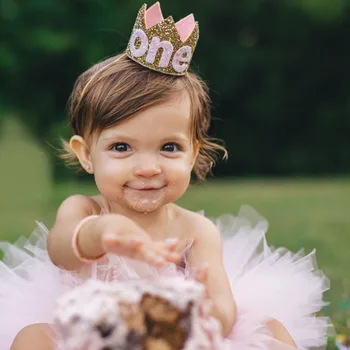 Baby Boy Girl Birthday Party Gold Princess Prince Crown One
