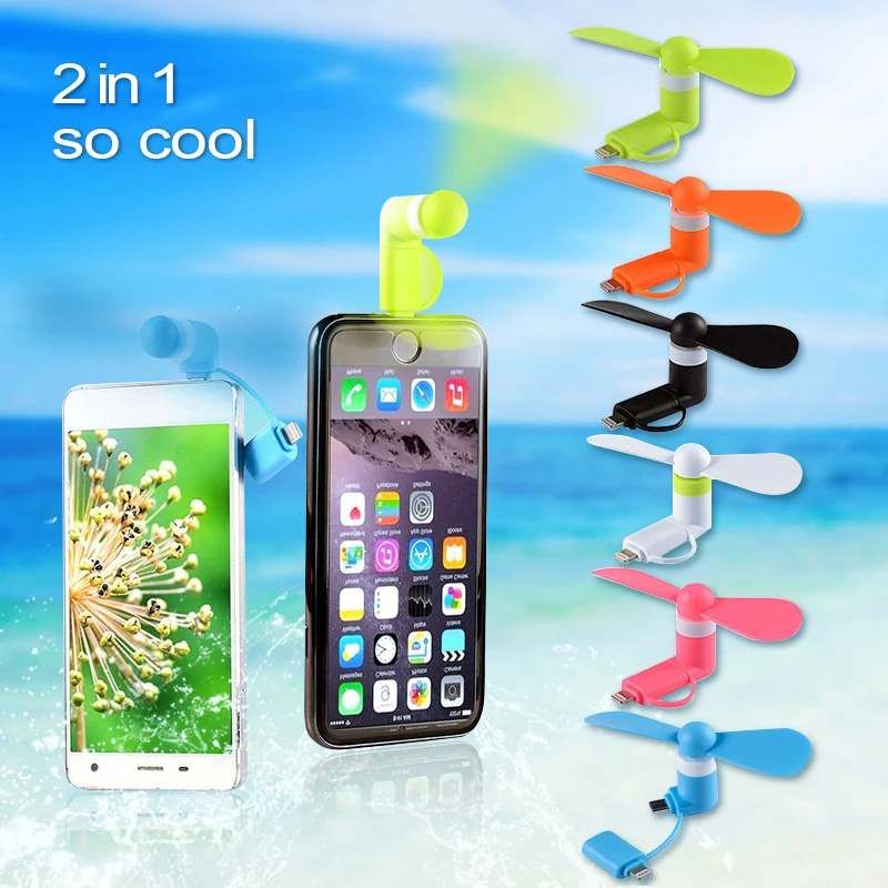 Portable Mini Combo 2 in 1 Electric USB Fan For Apple iPhone Samsung Android