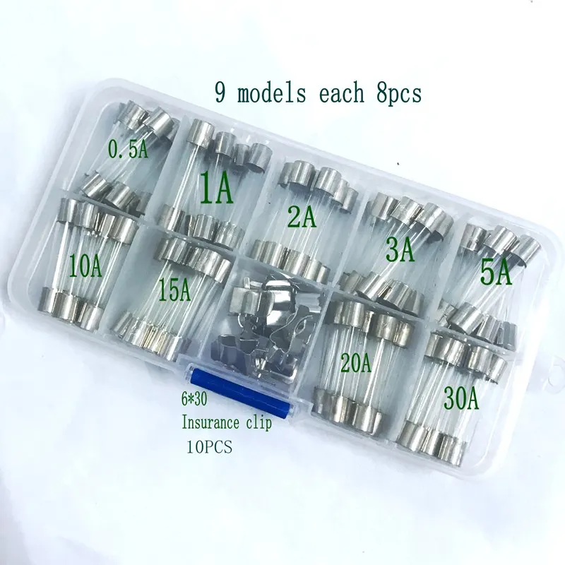 72pcs 6x30mm Fast-blow Glass Fuses Quick Blow Car Glass Tube Fuses Assorted Kit Amp And 10pcs Fuse Seat 6*30 Fuse With Box
72pcs 6x30mm Fast-blow Glass Fuses Quick Blow Car Glass Tube Fuses Assorted Kit Amp And 10pcs Fuse Seat 6*30 Fuse With Box