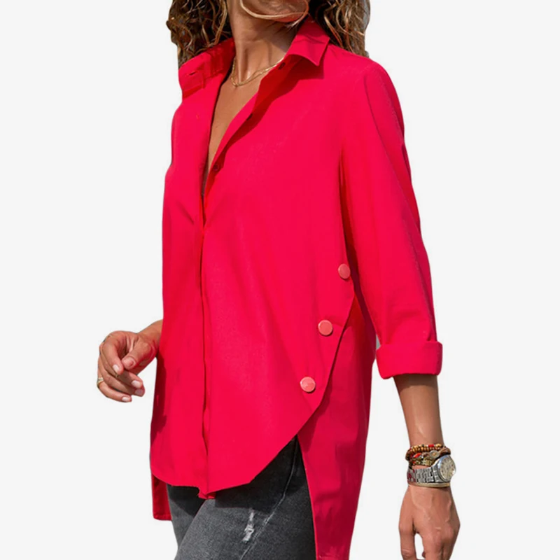 Women Turn Down Collar Irregular Long Sleeve Chiffon Shirts 2018 Autumn Office Solid Blouses Female Fashion Shirt Tops Plus Size
Women Turn Down Collar Irregular Long Sleeve Chiffon Shirts 2018 Autumn Office Solid Blouses Female Fashion Shirt Tops Plus Size