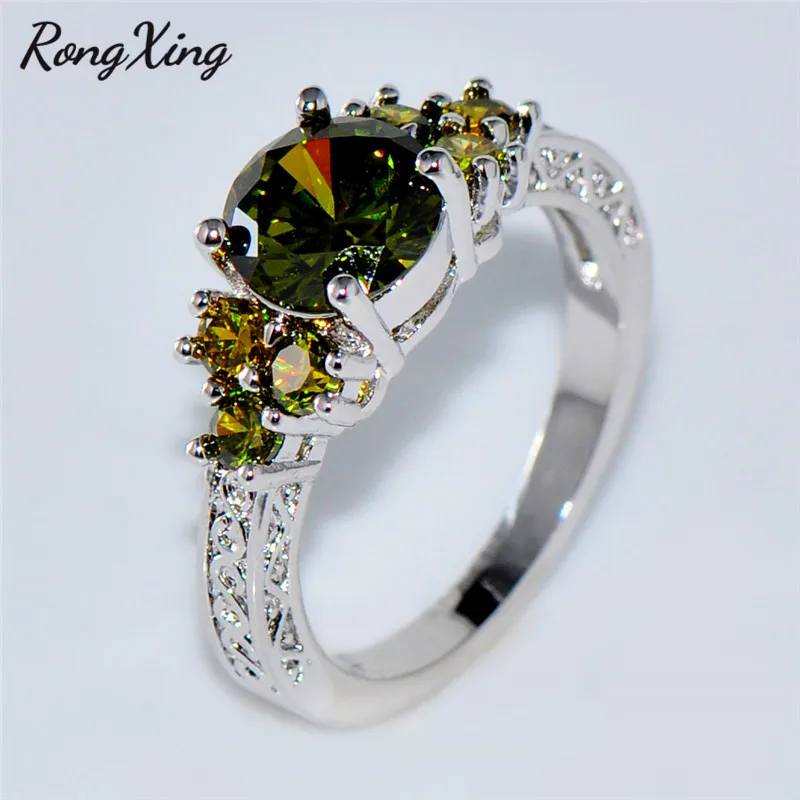 RongXing Shining Peridot Jewelry White Gold Filled Olive Green Round Birthstone Claw Ring Engagement Band Wedding Rings RW1132
RongXing Shining Peridot Jewelry White Gold Filled Olive Green Round Birthstone Claw Ring Engagement Band Wedding Rings RW1132