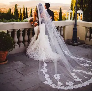 Best Selling Western Country White Ivory Wedding Veil Bridal Veil Lace Applique 3 Meters Longo velos de novia 2019
Best Selling Western Country White Ivory Wedding Veil Bridal Veil Lace Applique 3 Meters Longo velos de novia 2019