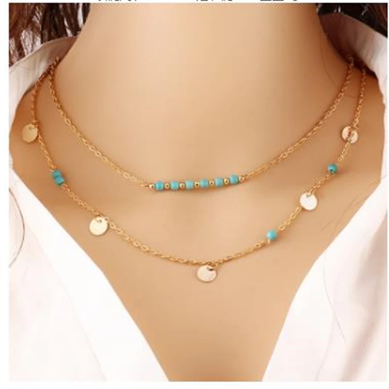 New Multi Layer Turquoises Composite Stone Pendant Retro Chain Separated Necklace
New Multi Layer Turquoises Composite Stone Pendant Retro Chain Separated Necklace