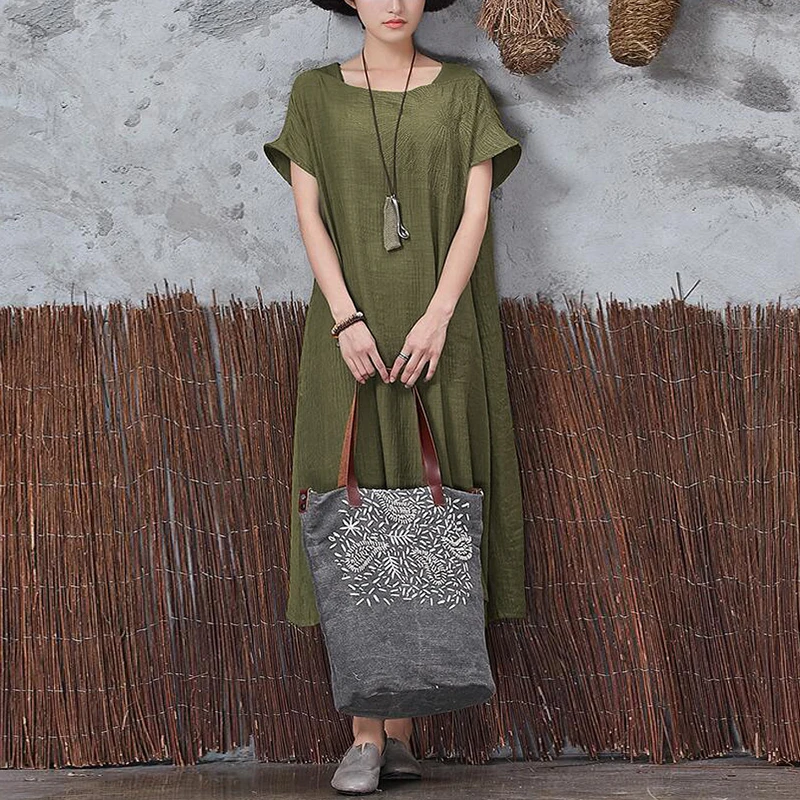 2019 Summer Women Casual Long Dress Solid Color Square Neck Short Sleeve Loose Party Midi Dress Cotton Linen Vestidos Plus Size
2019 Summer Women Casual Long Dress Solid Color Square Neck Short Sleeve Loose Party Midi Dress Cotton Linen Vestidos Plus Size