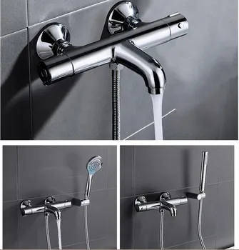 Wall Mounted Bathroom Chrome thermostatic Bath & Shower Faucet hand held Shower Faucet Sets Bathtub Faucet Set
Wall Mounted Bathroom Chrome thermostatic Bath & Shower Faucet hand held Shower Faucet Sets Bathtub Faucet Set