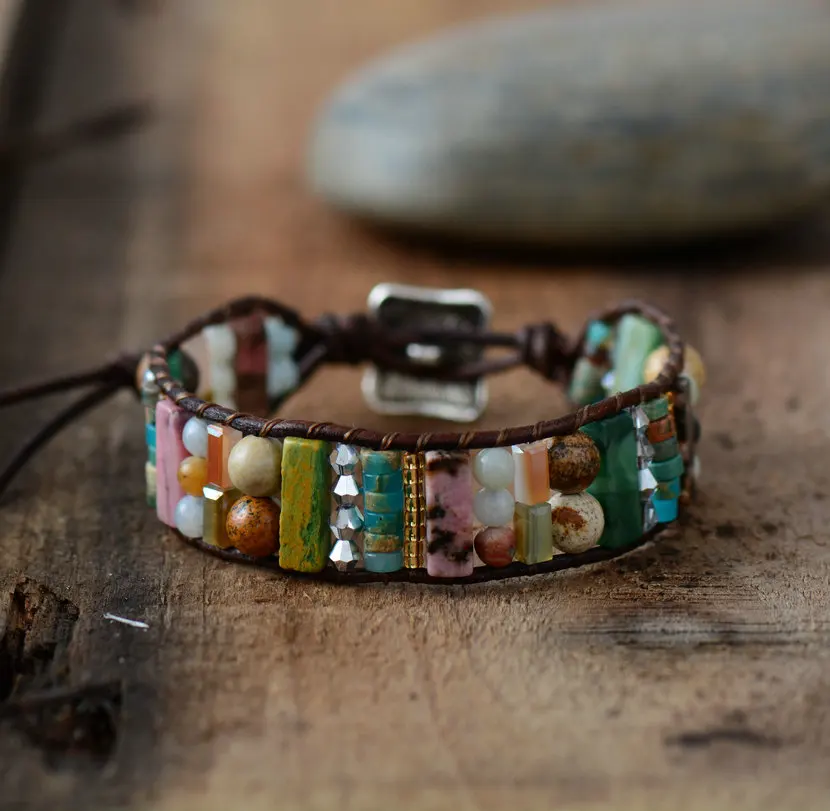 Boho Tube Natural Beads Onyx Single Leather Wrap Bracelet Semi Precious Stone Beaded Cuff Women Woven Bracelet Dropshipping
Boho Tube Natural Beads Onyx Single Leather Wrap Bracelet Semi Precious Stone Beaded Cuff Women Woven Bracelet Dropshipping