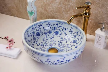 China Painting wash basin Bathroom vessel sinks washbasin ceramic bathroom sink wash basin blue and white rose pattern
China Painting wash basin Bathroom vessel sinks washbasin ceramic bathroom sink wash basin blue and white rose pattern