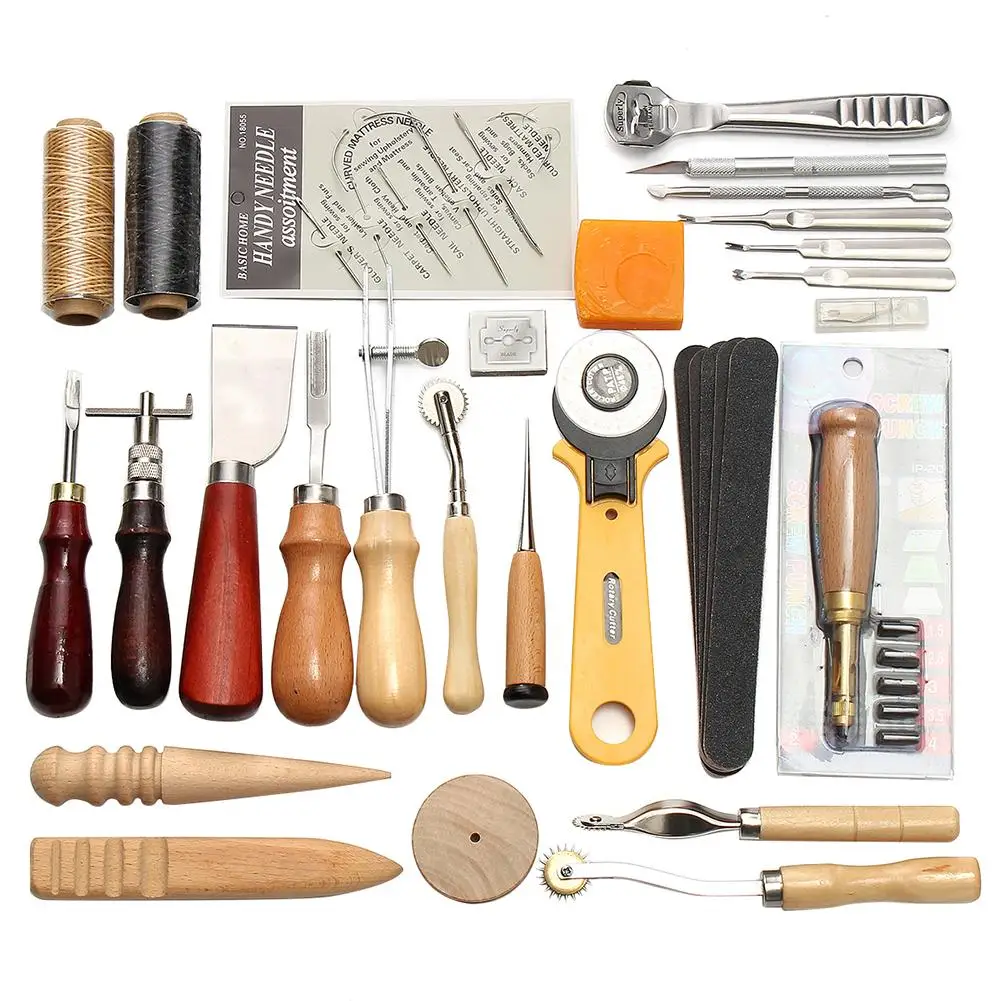 New 37Pcs Leather Craft Tools Hand Sewing Stitching Carving Work Saddle Punch Kit Sewing Tools
New 37Pcs Leather Craft Tools Hand Sewing Stitching Carving Work Saddle Punch Kit Sewing Tools