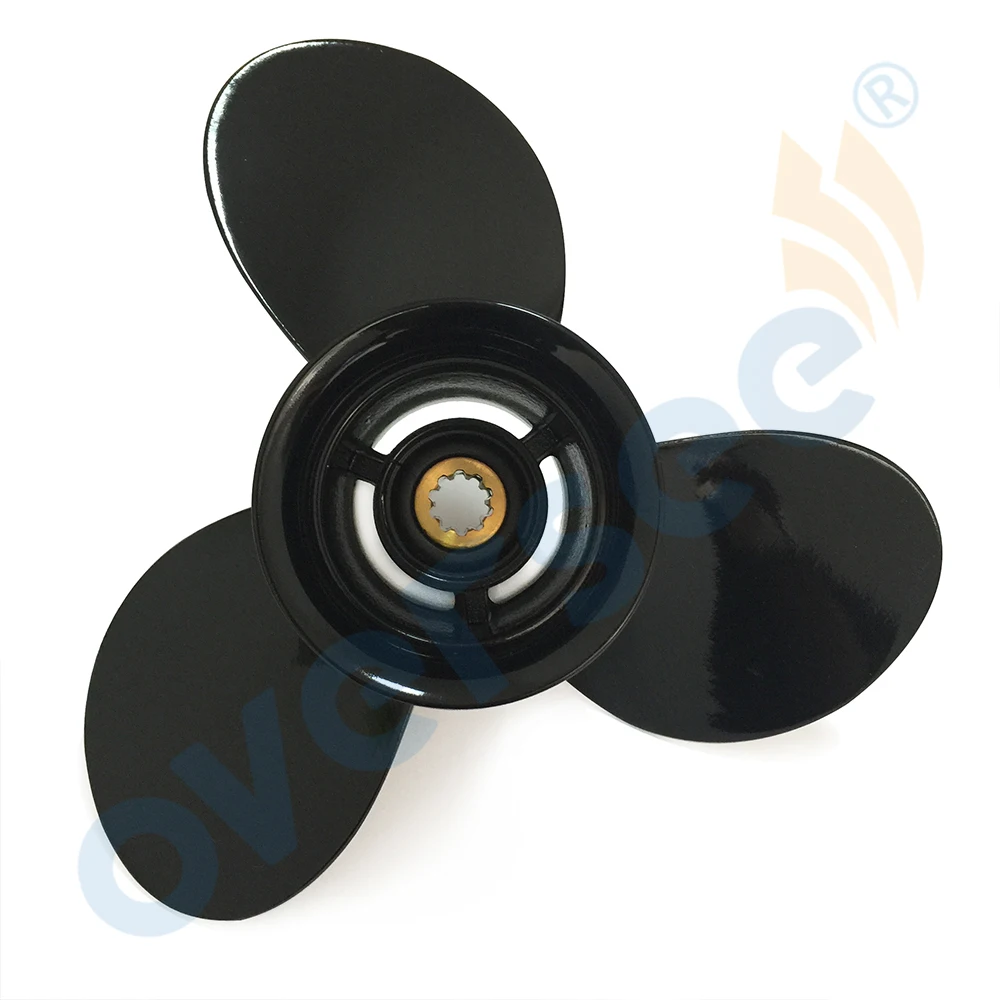 OVERSEE Aluminum Propeller 58100-93743-019 3X9 1/4X11 Black 9.9, 15 HP For SUZUKI Outboard Engine 