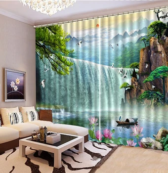 3D Curtain Large Waterfall Lotus Sailboat 3D Landscape Curtains Living Room Bedroom Beautiful Practical Blackout Curtains
3D Curtain Large Waterfall Lotus Sailboat 3D Landscape Curtains Living Room Bedroom Beautiful Practical Blackout Curtains