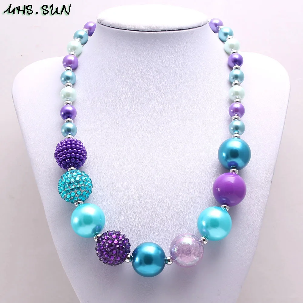 BN548 (14),$2.3.Child girls chunky beads necklace fashion acrylic rhinestone bubblegum beads neckalce for kids chunky jewelry 1pcs JPG