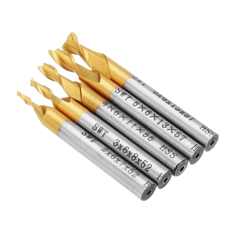 5Pcs 2 Flute 2/3/4/5/6mm Milling Cutter Hss Titanium Coated 6mm Shank End Mill Cnc Engraving Bit Straight Shank Drill Bit Tool
5Pcs 2 Flute 2/3/4/5/6mm Milling Cutter Hss Titanium Coated 6mm Shank End Mill Cnc Engraving Bit Straight Shank Drill Bit Tool