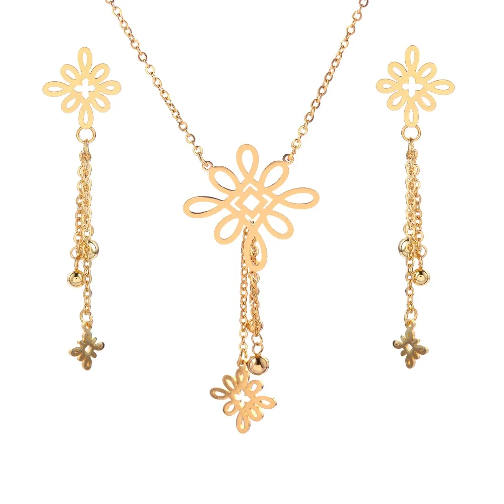 New Arrival Stainless Steel Earrings Pendant Necklace Set Gold Color Women Fashion Jewelry Set High Quality Free Chain
New Arrival Stainless Steel Earrings Pendant Necklace Set Gold Color Women Fashion Jewelry Set High Quality Free Chain