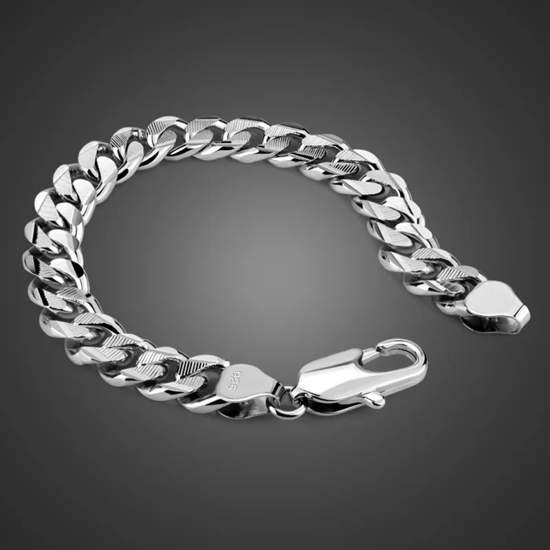 100% 925 sterling silver bracelet Jewelry Pure silver Curb Cuban Link Chain Hip hop bracelet 8mm/10mm 20cm Mens Bracelet 
100% 925 sterling silver bracelet Jewelry Pure silver Curb Cuban Link Chain Hip hop bracelet 8mm/10mm 20cm Mens Bracelet