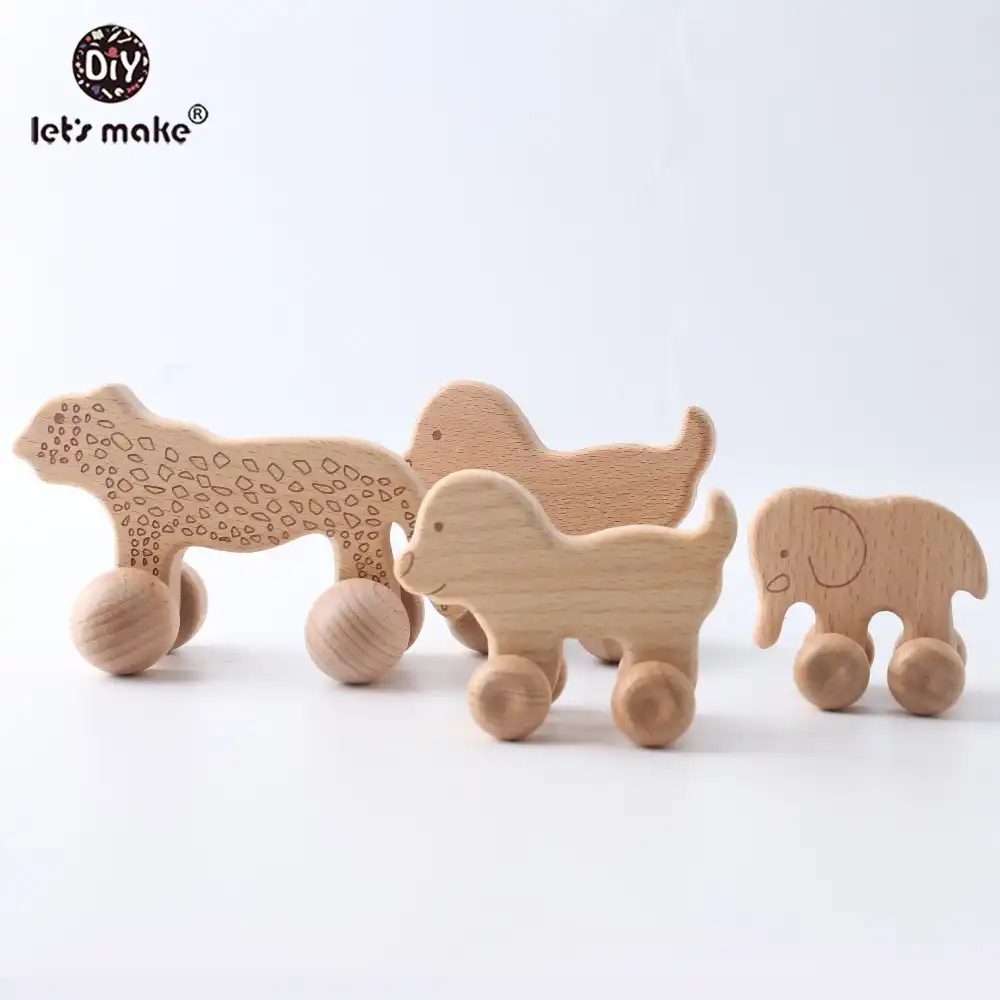 wooden animal rattle