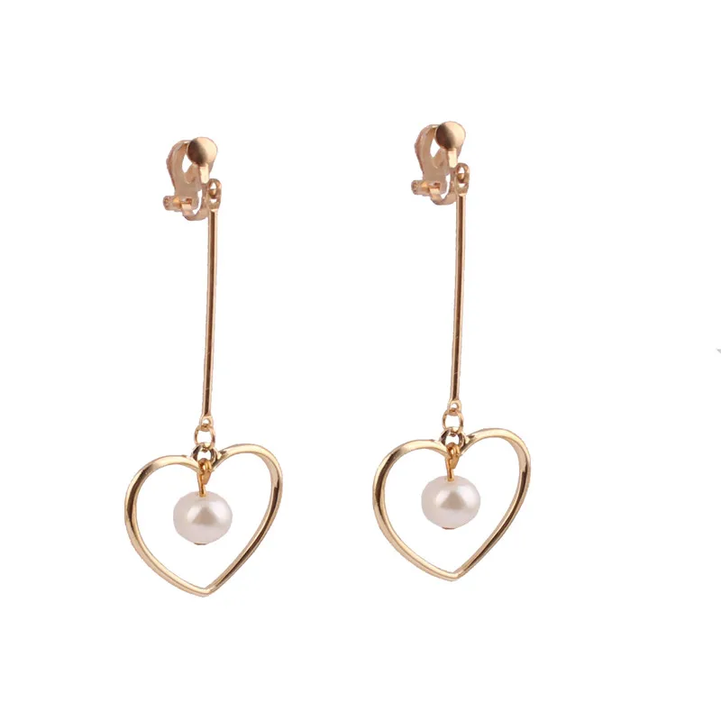 Korea Style Heart Gold Color Clip on Earring Without Pierced for Women Long Style Simulated Pearl Cuff Earrings Wholesale New
Korea Style Heart Gold Color Clip on Earring Without Pierced for Women Long Style Simulated Pearl Cuff Earrings Wholesale New