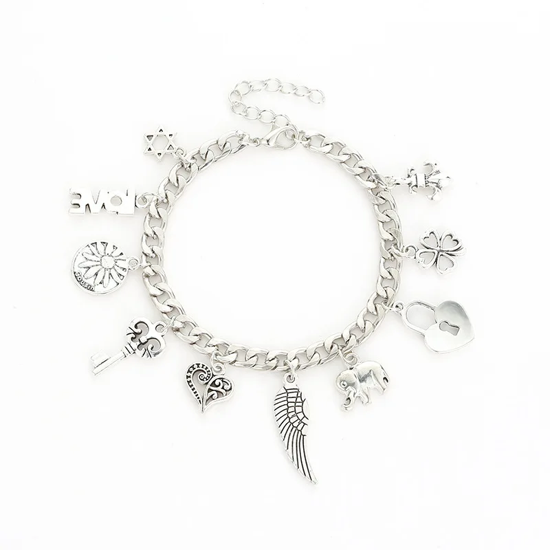 Vintage Style Many Shapes Lock Feather Elephant Personalized Electrosilvering Key Heart Feather Bracelets For Women
Vintage Style Many Shapes Lock Feather Elephant Personalized Electrosilvering Key Heart Feather Bracelets For Women