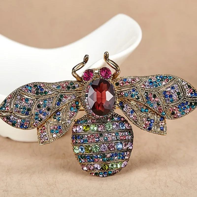 

12pcs/lot Big Size vintage Bee Brooches For Women Party Gifts Colorful Rhinestone Pin Brooch Hijab Accessories Big Insect Broch