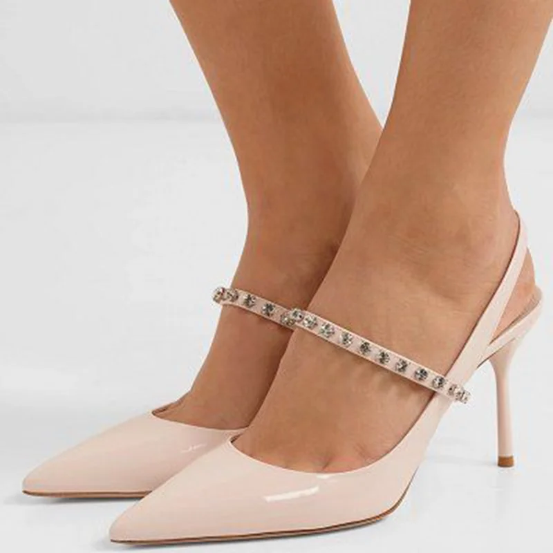 Nude Crystals Slingbacks Stilettos Pumps Woman High Thin Heels Pointed Toe Ladies Female Wedding Shoes Large Size 33 36 Elegant
Nude Crystals Slingbacks Stilettos Pumps Woman High Thin Heels Pointed Toe Ladies Female Wedding Shoes Large Size 33 36 Elegant