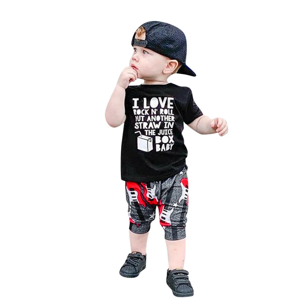 Baby Boy Cool Clothes Sets Newborn Outfit Letter Print T Shirt Tops+Guitar Shorts 2Piece kit Dropshipping vetement bébé garçon
Baby Boy Cool Clothes Sets Newborn Outfit Letter Print T Shirt Tops+Guitar Shorts 2Piece kit Dropshipping vetement bébé garçon
