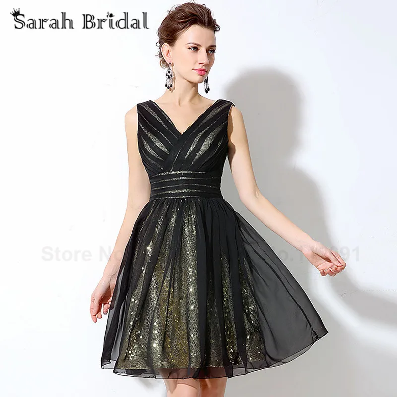 Sexy Deep V-neck Short Prom Dresses 2017 Little Black Homecoming Dress Tulle with Sequined Sleeveless Girls Party Gowns SD248
Sexy Deep V-neck Short Prom Dresses 2017 Little Black Homecoming Dress Tulle with Sequined Sleeveless Girls Party Gowns SD248