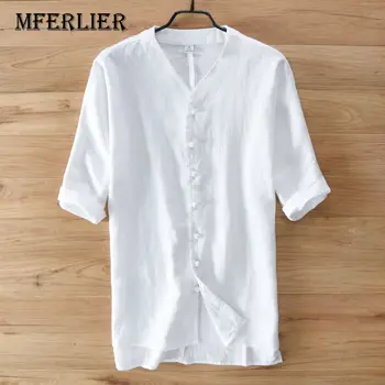MFERLIER Spring Summer men shirts Stand Collar linen shirt men Size M-3XL 2 colors
MFERLIER Spring Summer men shirts Stand Collar linen shirt men Size M-3XL 2 colors