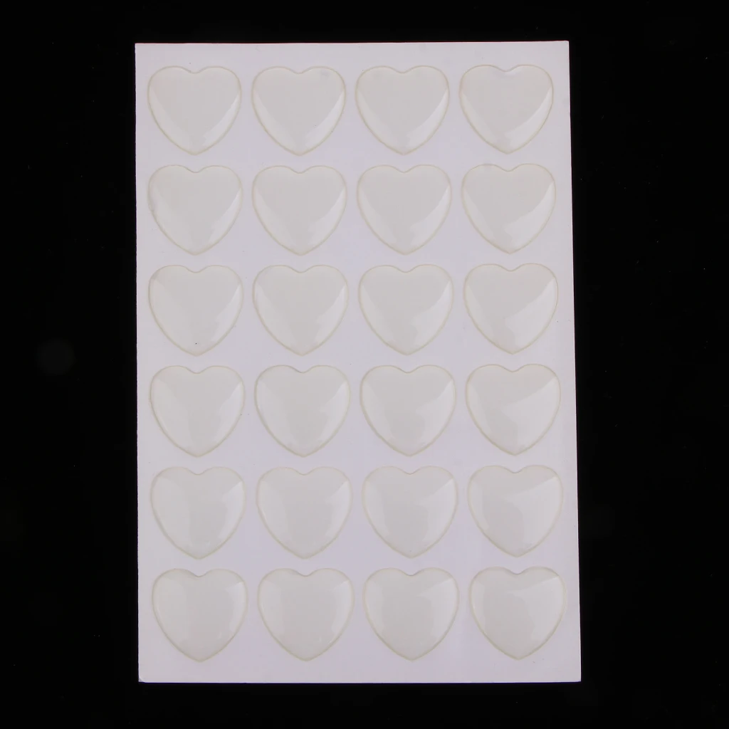 1 Sheet Clear Epoxy Stickers Round/Heart Shaped Craft Bottle Caps Stickers Hair Bow Pendants Stickers Self Adhesive Resin