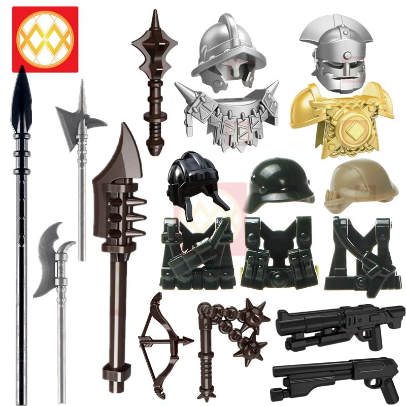 1 Set Weapons Shield Medieval Knight Castle Spear Sword AX Military WW2 Soldier Accessories Building Blocks Toys For Children
1 Set Weapons Shield Medieval Knight Castle Spear Sword AX Military WW2 Soldier Accessories Building Blocks Toys For Children