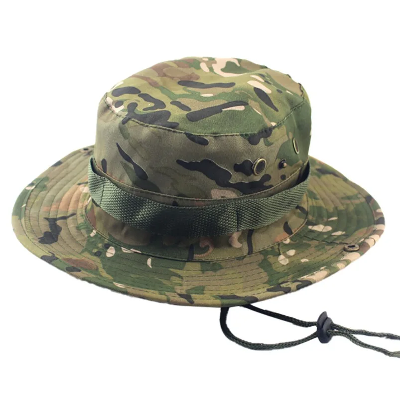 Adjustable Camouflage Outdoor Camping Climbing Cap 2018 Men Women Fishing Bucket Hat Boonie Hunting Cap Brim Military Army #FM28 (14)