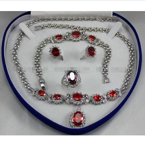 Free shipping New style Natural noble jewelry>>>>Red Zircon Inlay Link Bracelet earrings Ring Necklace Set
Free shipping New style Natural noble jewelry>>>>Red Zircon Inlay Link Bracelet earrings Ring Necklace Set