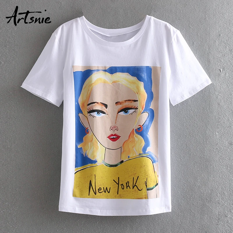 Artsnie character print streetwear white women t shirt summer 2019 o neck short sleeve knitted tops femme casual t-shirts mujer
Artsnie character print streetwear white women t shirt summer 2019 o neck short sleeve knitted tops femme casual t-shirts mujer
