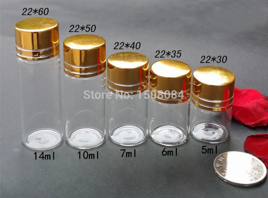 Wholesale 10 Pcs 10ml Small Clear Empty Bottles Glass Vials With golden Screw Caps 22*50MM
Wholesale 10 Pcs 10ml Small Clear Empty Bottles Glass Vials With golden Screw Caps 22*50MM