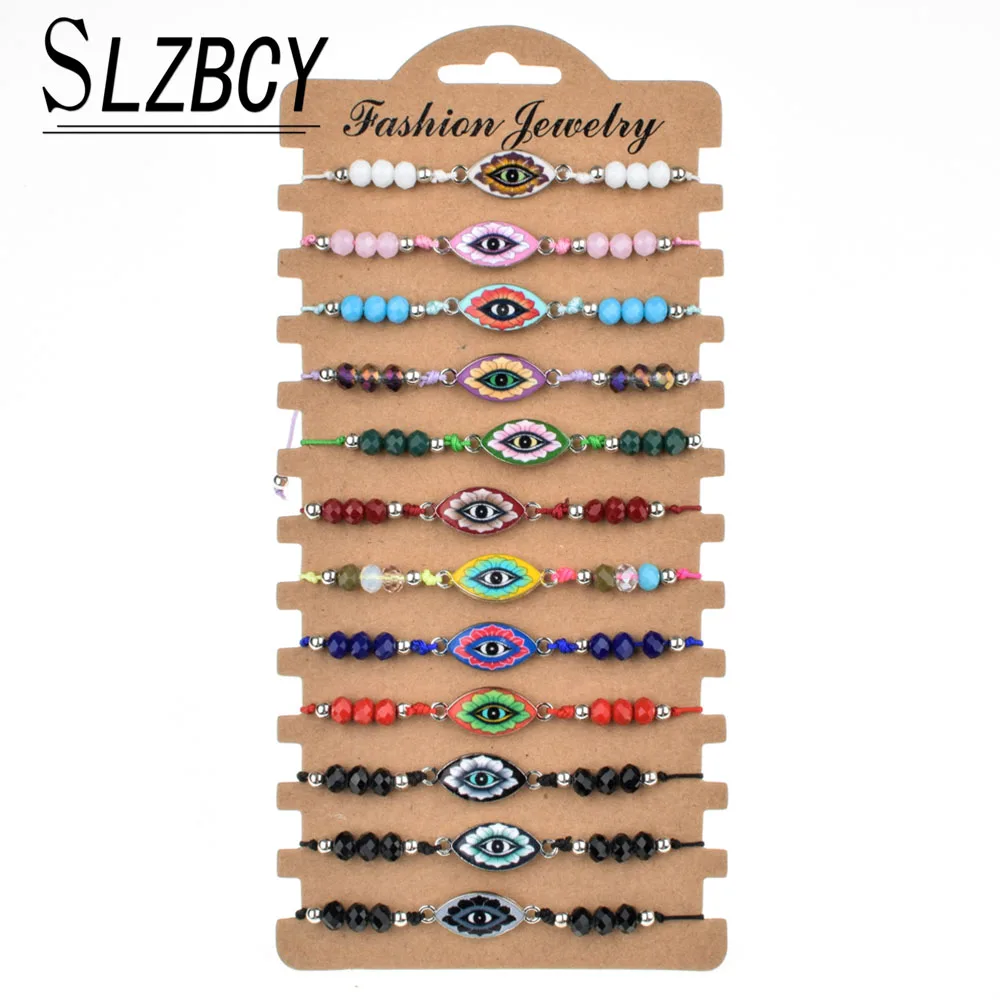 12 pcs/lot Evil Eyes Charm Bracelets Set Women Crystal Beads Adjustable Friendship Bracelet Fashion Kids Colorful Jewelry Gifts
12 pcs/lot Evil Eyes Charm Bracelets Set Women Crystal Beads Adjustable Friendship Bracelet Fashion Kids Colorful Jewelry Gifts